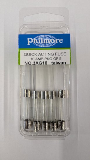 10 Amp 3AG Glass Fuse (5Pk) Fast Acting 1/4"x1-1/4"