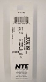 NTE192 T-NPN, Si, AF Pwr Output (Compl to NTE193)