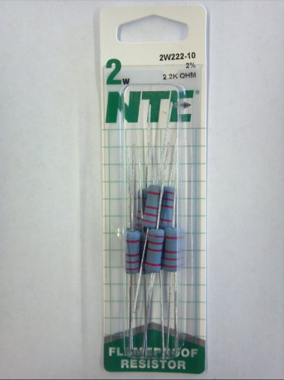 2.2K Ohm 2 Watt Metal Oxide Film Resistor (10Pk) 2% Tolerance
