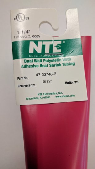 1.25" Red 48" Dual Wall 3:1 Polyolefin Heat Shrink w/Adhesive