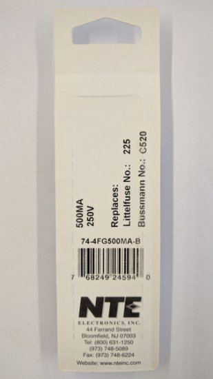 0.5 Amp (2AG) Fuse (5Pk) Fast Acting 4.5x15mm