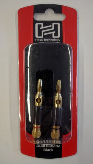 Connector, Dual Banana, Black, Gold Plated