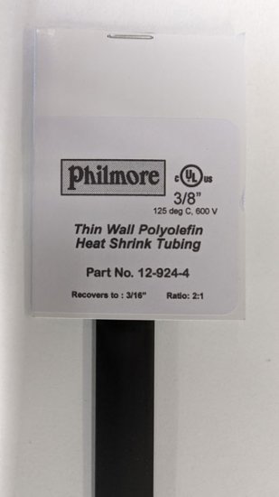 3/8" Black 48" Thin Wall 2:1 Polyolefin Heat Shrink Tubing