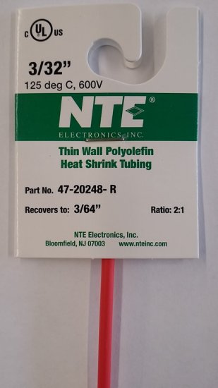 3/32" Red 48" Thin Wall 2:1 Polyolefin Heat Shrink Tubing