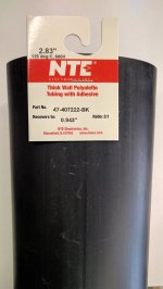 2.83" Black 48" Thick Wall 3:1 Polyolefin Heat Shrink w/Adhesive