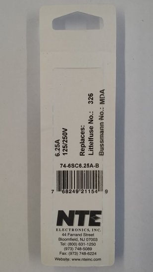6.25 Amp (MDA) Ceramic Fuse (5Pk) Slow Blow 6x30mm