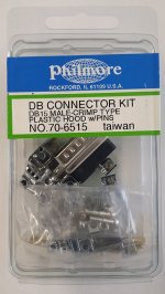DB15 Male Connector Kit (Crimp Type) Metalized Plastic Hood