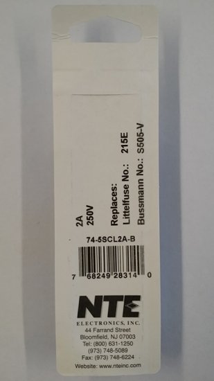 2 Amp (S505-V) Axial Ceramic Fuse 5Pk Slow Blow 5x20mm