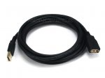 15Ft Black USB 2.0 A Male to A Female Ext. 28/24AWG Cable (Gold)