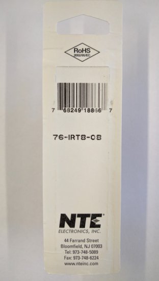 Ring Terminal Insulated Vinyl (PVC) 8Awg #8 Stud (10Pk)