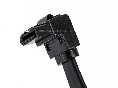 24" Black SATA 6Gbps Cable w/Locking Latch Straight/90°