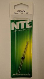 NTE5069A Zener Diode 4.7V 1W, DO-41/DO-15 (2Pk)