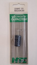 2,200uf 10V Axial Lead Electrolytic Capacitor
