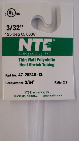 3/32" Clear 48" Thin Wall 2:1 Polyolefin Heat Shrink Tubing