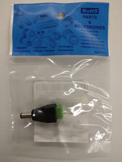 DC Plug (Power Male 2.1 / 5.5mm) to 2-Pin Terminal Adapter