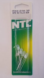 5mm Bi-Color Super Red+Yellow Green LED 100/40mcd (5Pk) Diffused