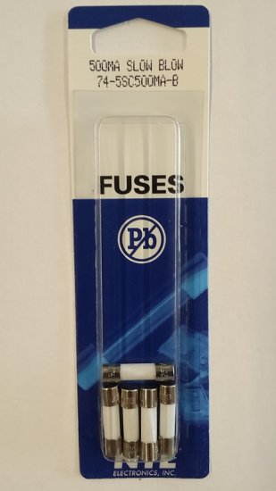 .5 Amp (500mA) S505 Ceramic Fuse (5Pk) Slow Blow 5x20mm