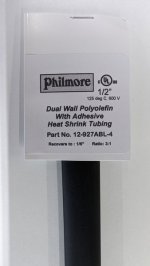1/2" Black 48" Dual Wall 3:1 Polyolefin Heat Shrink w/Adhesive