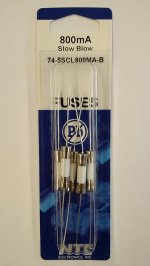 0.8 Amp (800mA) S505-V Axial Ceramic Fuse 5Pk Slow Blow 5x20mm