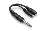6" Y Cable 1/4 in TRS to Dual 3.5 mm TRSF