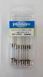 1 Amp 3AG Glass Fuse (5Pk) Fast Acting 1/4"x1-1/4"