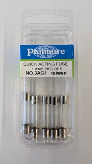 1 Amp 3AG Glass Fuse (5Pk) Fast Acting 1/4"x1-1/4"