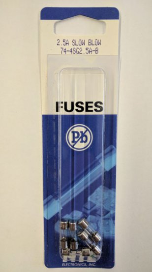 2.5 Amp (2AG) 4.5x15mm Fuse (5Pk) Slow Blow