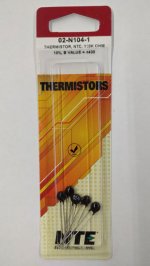 02-N104-1 Thermistor NTC 100K Ohm, Radial,B Value=4400 (5Pk)