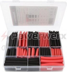 198 Piece Assorted Heat Shrink Tubing Kit Red & Black 1" to 1/8"