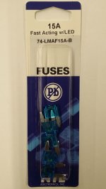 15 Amp Blue (ATM) Lighted Mini-Blade Fuse 32V (5Pk) Fast Acting