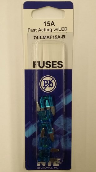 15 Amp Blue (ATM) Lighted Mini-Blade Fuse 32V (5Pk) Fast Acting