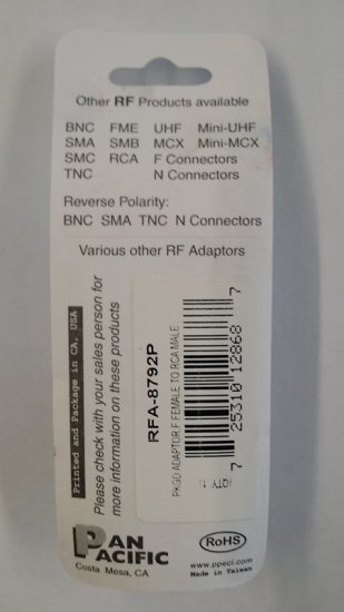 F Jack to RCA Plug Adapter