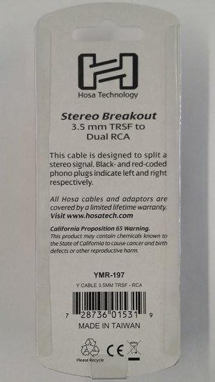 6" Stereo Breakout Cable 3.5mm TRSF to Dual RCA