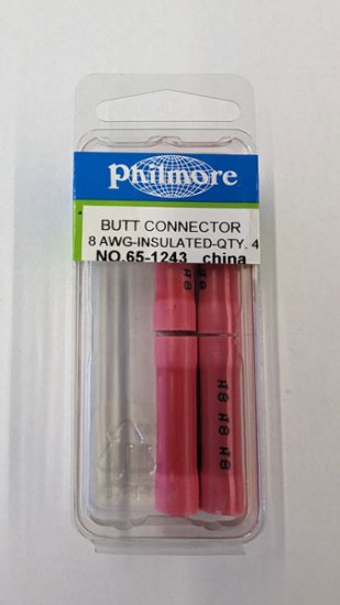 Butt Connector Seamless Insulated 8Awg (4Pk) Red Vinyl