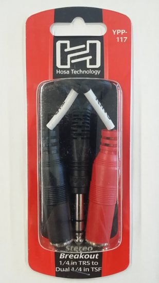 6" Stereo Breakout Cable 1/4in TRS to Dual 1/4in TSF