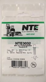 NTE3032 Phototransistor Detector NPN-Si, Visible & IR, TO18