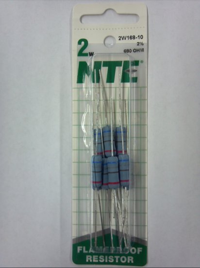680 Ohm 2 Watt Metal Oxide Film Resistor (10Pk) 2% Tolerance