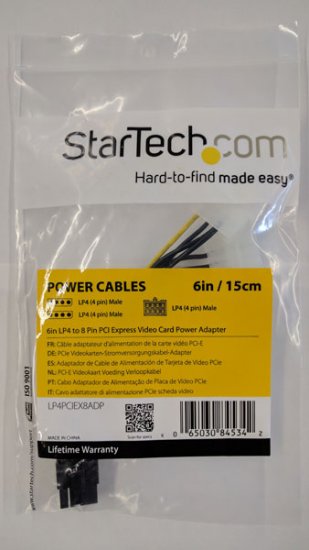 6in LP4 to 8 Pin PCI Express Video Card Power Cable Adapter