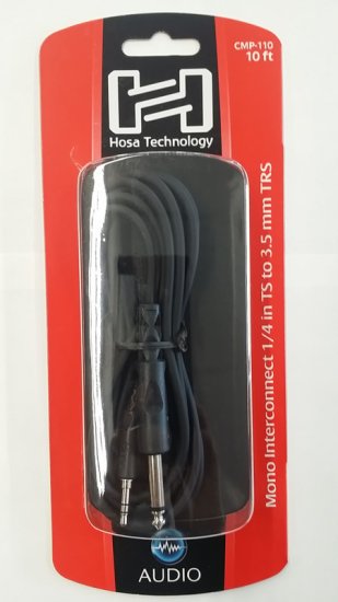 10Ft Mono Interconnect Cable 1/4in TS to 3.5mm TRS