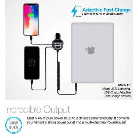 Naztech Corded TRiO USB-C Adaptive Fast Charger