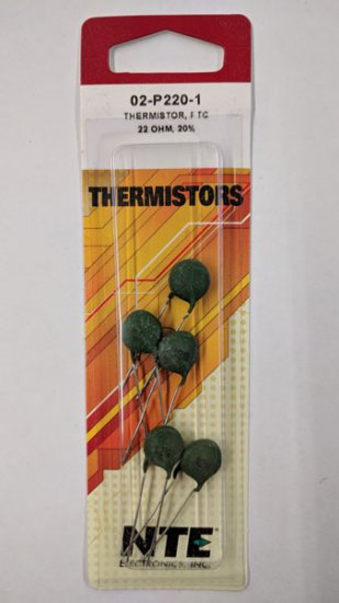 02-P220-1 Thermistor PTC 22 Ohm, Radial, 125V (5Pk)