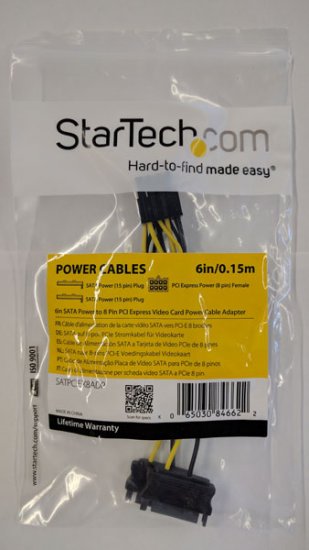 6in SATA Power to 8 Pin PCI Express Video Card Power Cable Adapt