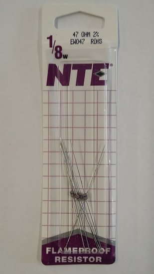 47 Ohm, 1/8W, 2% Metal Film Flameproof Resistor (6Pk)