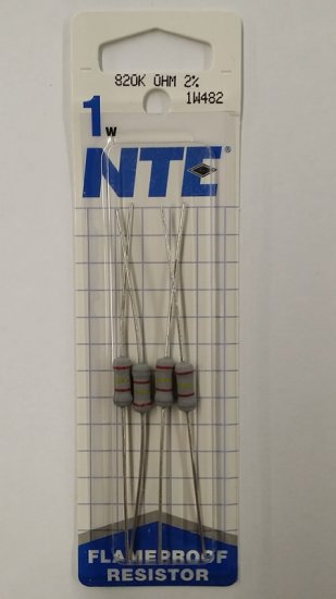 820K Ohm 1 Watt Metal Oxide Film Resistor (4Pk) 2% Tolerance