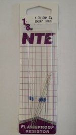 4.7K Ohm, 1/8W, 2% Metal Film Flameproof Resistor (6Pk)