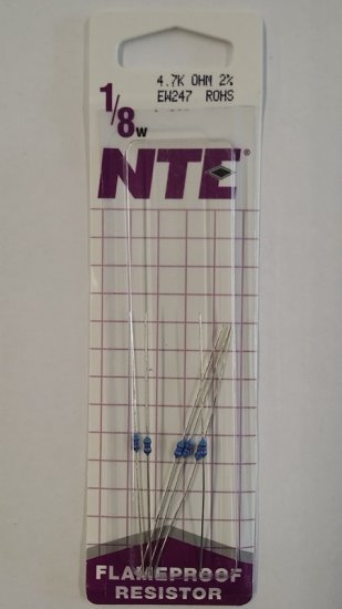 4.7K Ohm, 1/8W, 2% Metal Film Flameproof Resistor (6Pk)