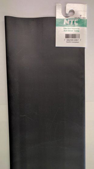 3" Black 48" Thin Wall 2:1 Polyolefin Heat Shrink Tubing