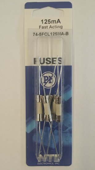 0.125 Amp (125mA) GDA-V Axial Ceramic Fuse 5Pk FastActing 5x20mm