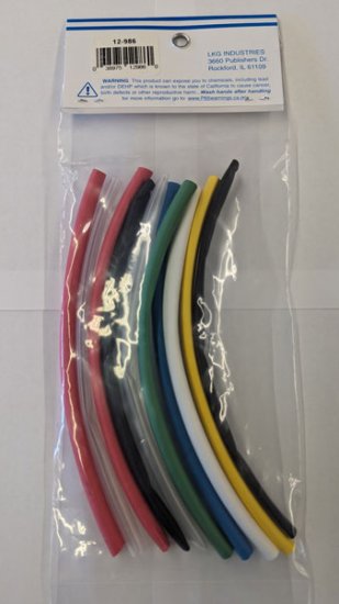 1/4" Heatshrink Assorted 7 Colors, 6", 10 Pieces, 2:1 Ratio