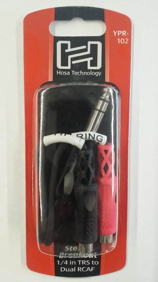 6" Stereo Breakout Cable 1/4 in TRS to Dual RCAF